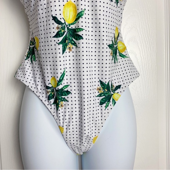 Zaful Lemon Print One-Piece Swimsuit Limoncello - Picture 3 of 7